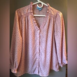CECE Long Sleeve Pink Blouse Pink - SMALL